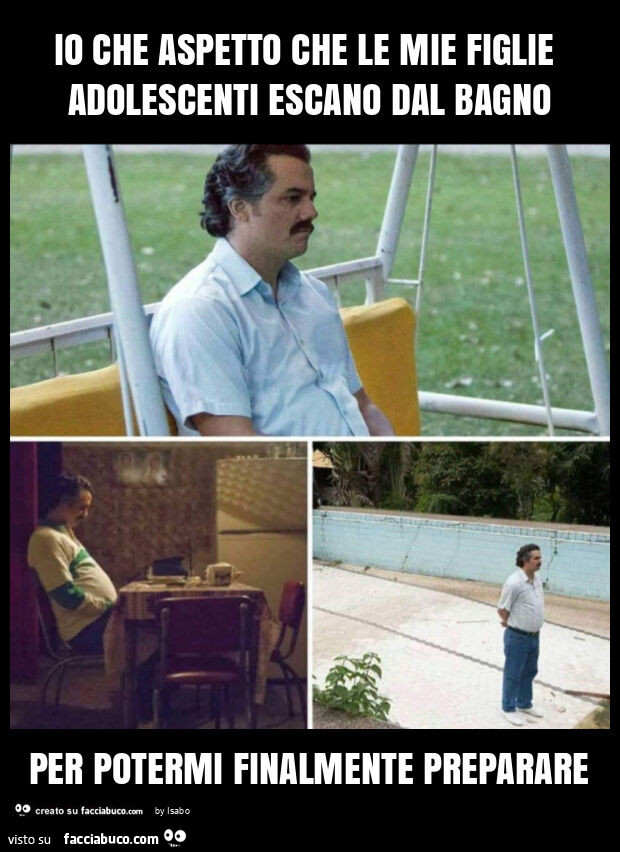 Io che aspetto che le mie figlie adolescenti escano dal bagno per potermi finalmente preparare