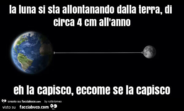La luna si sta allontanando dalla terra, di circa 4 cm all'anno eh la capisco, eccome se la capisco