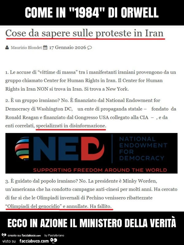 Come in "1984" di orwell ecco in azione il ministero della veritร