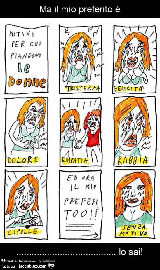 Chiole Comics, Motivi per cui piangono le donne. Ma il mio preferito è&hellip; lo sai