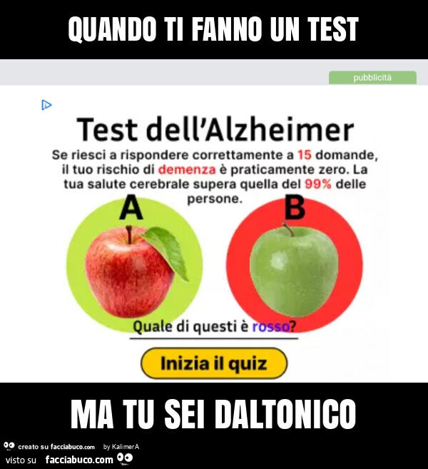 Quando ti fanno un test ma tu sei daltonico