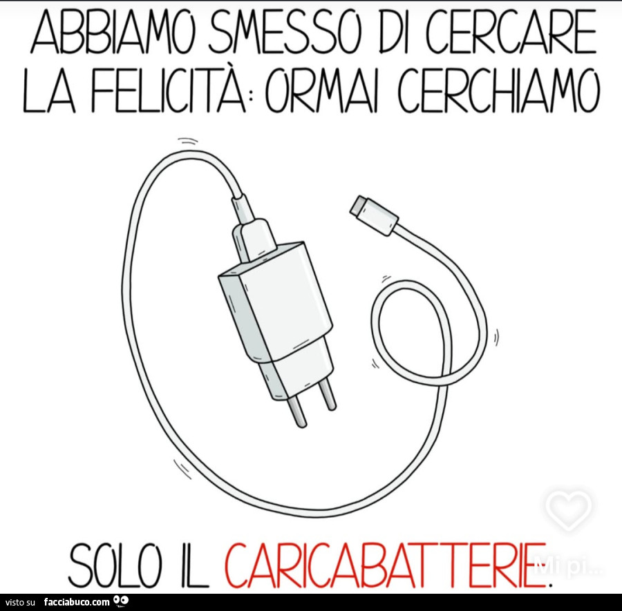 Abbiamo smesso di cercare la felicitร : ormai cerchiamo solo il caricabatterie