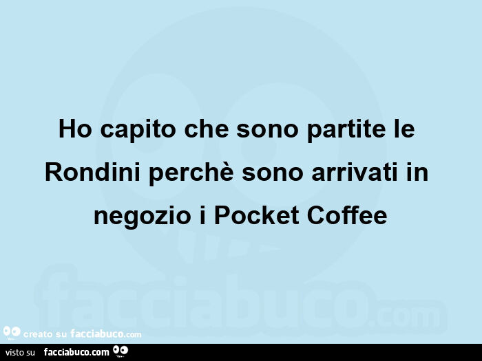 Ho capito che sono partite le rondini perchè sono arrivati in negozio i pocket coffee