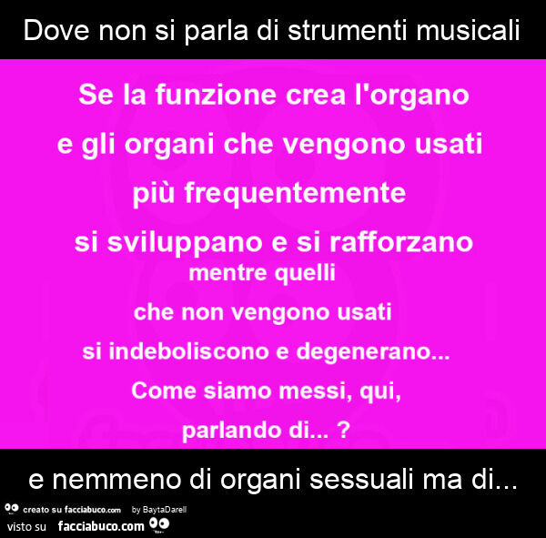 Dove non si parla di strumenti musicali e nemmeno di organi sessuali ma di