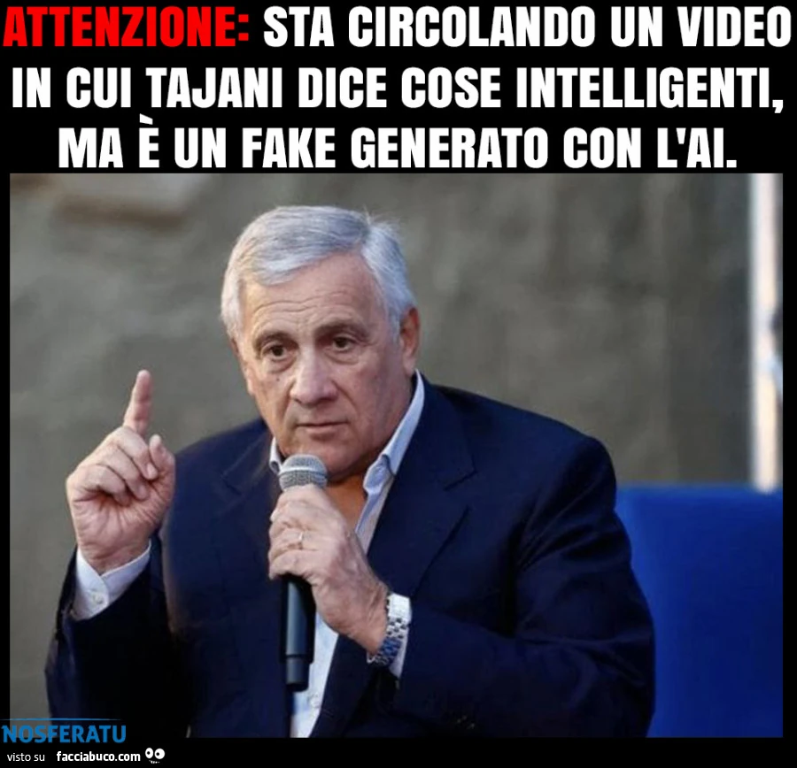 ATTENZIONE: STA CIRCOLANDO UN VIDEO IN CUI TAJANI DICE COSE INTELLIGENTI, MA ร UN FAKE GENERATO CON L'AI