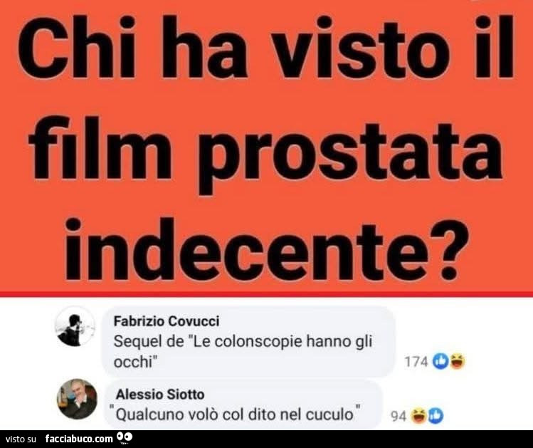 Chi ha visto il film prostata indecente? Sequel de le colonscopie hanno gli occhi