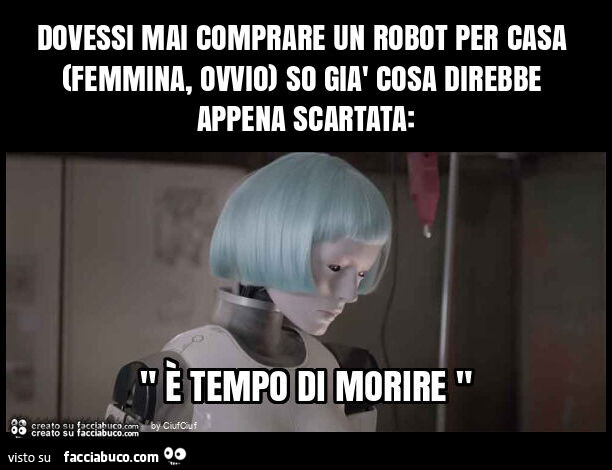 Dovessi mai comprare un robot per casa (femmina, ovvio) so già cosa direbbe appena scartata
