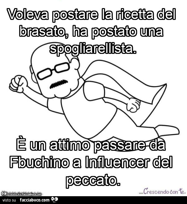 Voleva postare la ricetta del brasato, ha postato una spogliarellista. È Un attimo passare da fbuchino a influencer del peccato