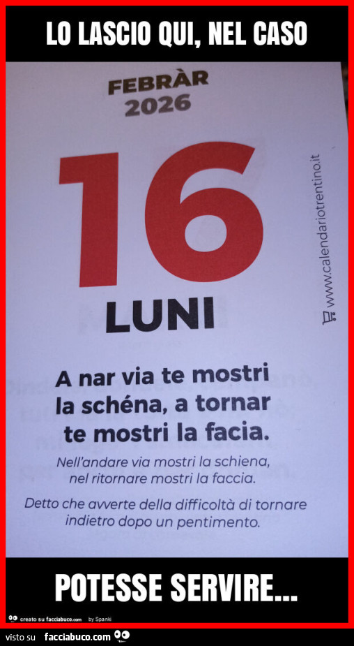 Lo lascio qui, nel caso potesse servire