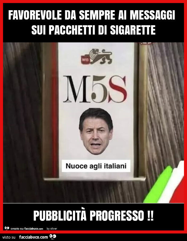 Favorevole da sempre ai messaggi sui pacchetti di sigarette pubblicità progresso