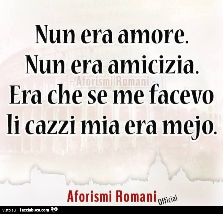 Nun era amore. Nun era amicizia. Era che se me facevo li cazzi mia era mejo