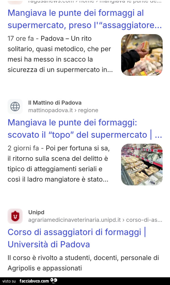 Mangiava le punte dei formaggi al supermercato, preso l'assaggiatore