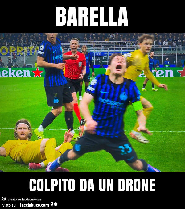 Barella colpito da un drone
