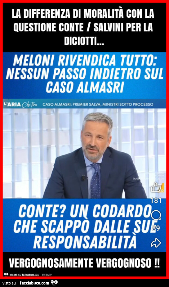 La differenza di moralità con la questione conte / salvini per la diciotti… vergognosamente vergognoso
