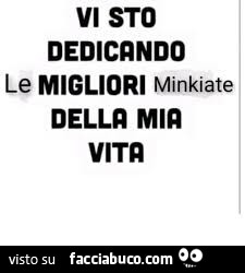 Vi sto dedicando le migliori minkiate della mia vita