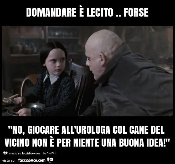 Domandare รจ lecito. Forse "no, giocare all'urologa col cane del vicino non รจ per niente una buona idea! "