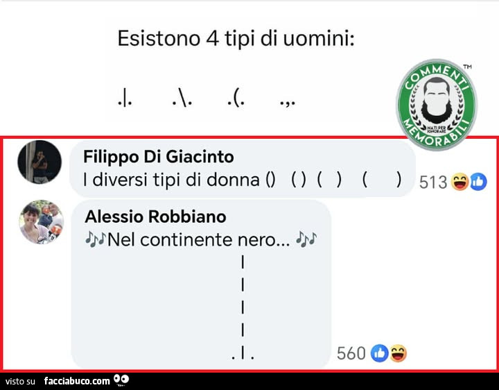 Esistono 4 tipi di uomini. I diversi tipi di donna. Nel continente nero…