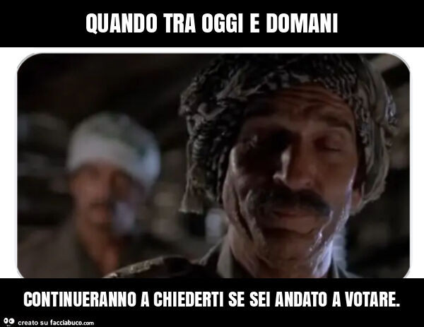 Quando tra oggi e domani continueranno a chiederti se sei andato a votare