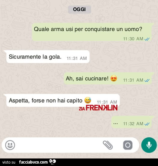 Oggi quale arma usi per conquistare un uomo? Sicuramente la gola. Ah, sai cucinare! Aspetta, forse non hai capito