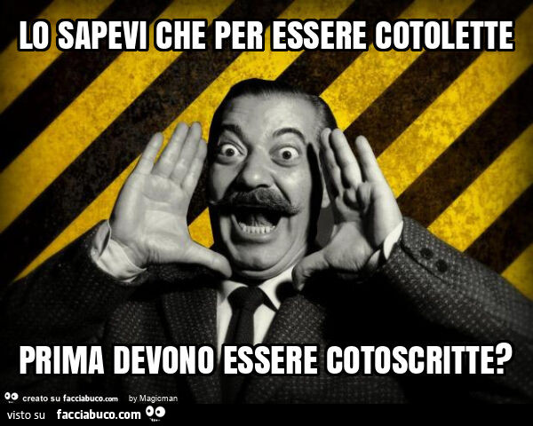 Lo sapevi che per essere cotolette prima devono essere cotoscritte?