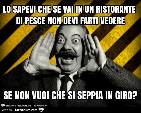 Lo sapevi che se vai in un ristorante di pesce non devi farti vedere se non vuoi che si seppia in giro?