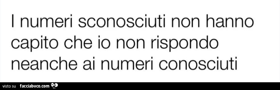 I numeri sconosciuti non hanno capito che io non rispondo neanche ai numeri conosciuti