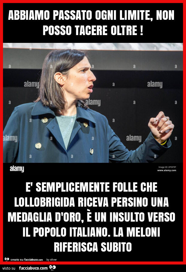 Abbiamo passato ogni limite, non posso tacere oltre! È Semplicemente folle che lollobrigida riceva persino una medaglia d'oro, è un insulto verso il popolo italiano. La meloni riferisca subito