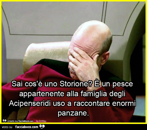 Sai cos'è uno storione? È Un pesce appartenente alla famiglia degli acipenseridi uso a raccontare enormi panzane