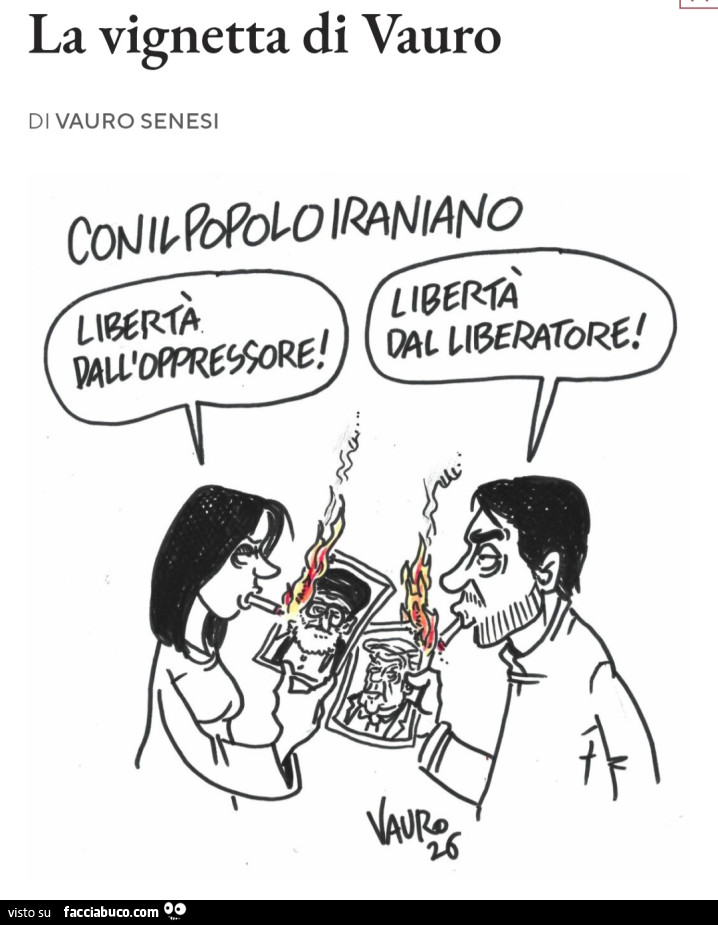 La vignetta di vauro. Con il popolo iraniano