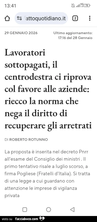 Lavoratori sottopagati, il centrodestra ci riprova col favore alle aziende: riecco la norma che nega il diritto di recuperare gli arretrati di roberto rotunno la proposta è inserita nel decreto pnrr all'esame del consiglio dei ministri