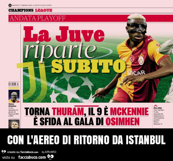 Con l'aereo di ritorno da istanbul