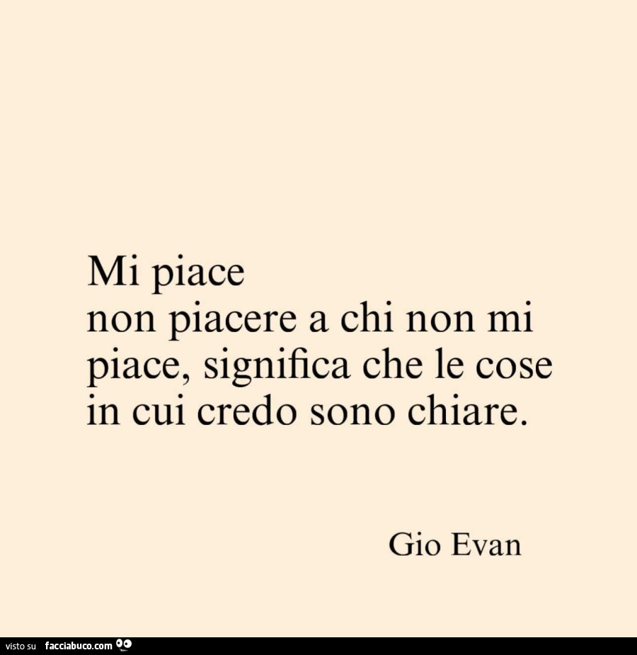 Mi piace non piacere a chi non mi piace, significa che le cose in cui credo sono chiare