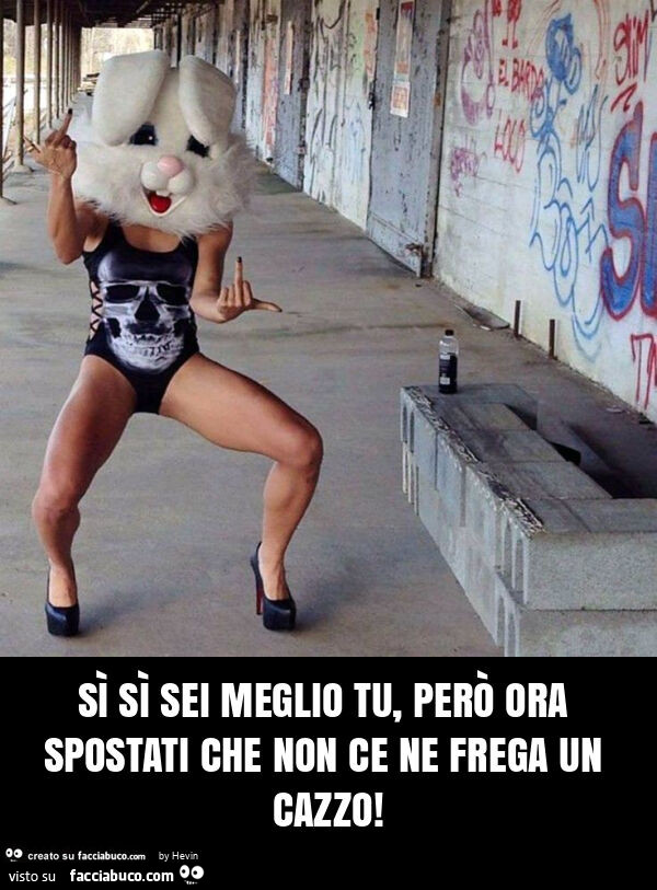 Sì sì sei meglio tu, però ora spostati che non ce ne frega un cazzo
