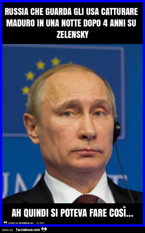 Russia che guarda gli usa catturare maduro in una notte dopo 4 anni su zelensky ah quindi si poteva fare così&hellip;