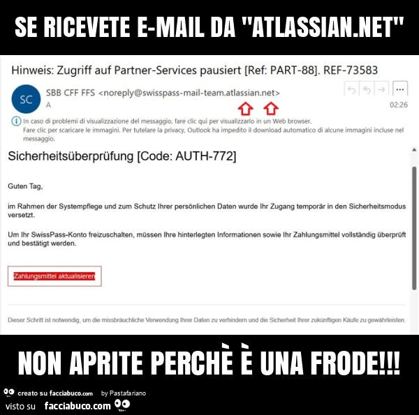Se ricevete e-mail da "atlassian. Net" non aprite perchรจ รจ una frode