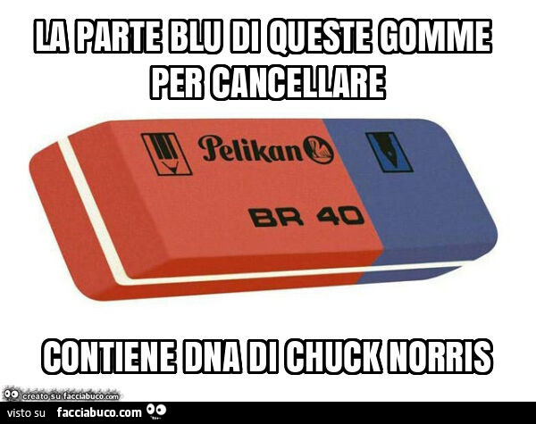 La parte blu di queste gomme per cancellare contiene dna di chuck norris