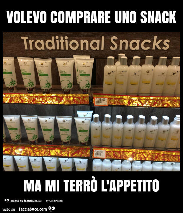 Volevo comprare uno snack ma mi terrò l'appetito