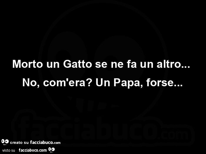 Morto un gatto se ne fa un altro&hellip; no, com'era? Un papa, forse