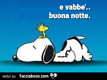 E vabbè. Buona notte