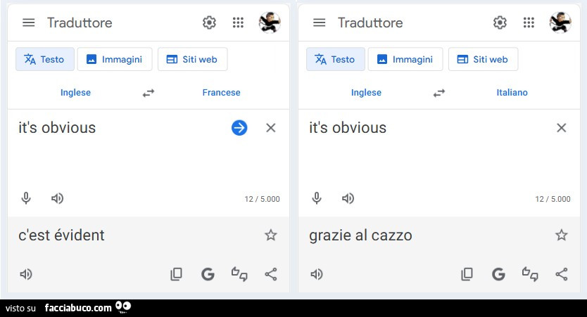 It's obvious. Grazie al cazzo