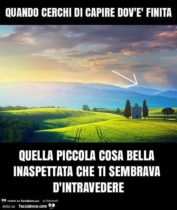 Quando cerchi di capire dov'è finita quella piccola cosa bella inaspettata che ti sembrava d'intravedere