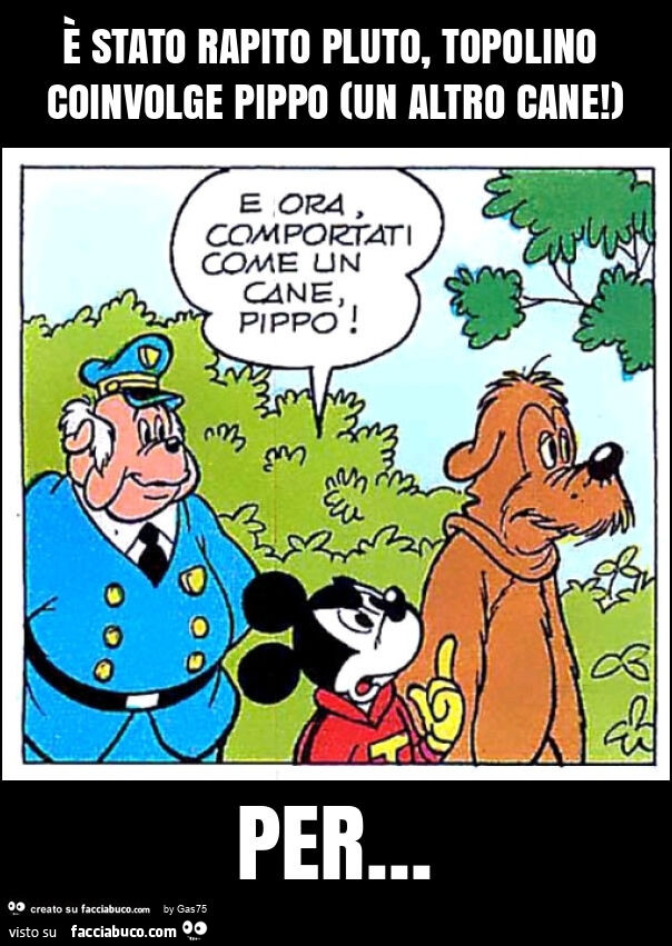 È stato rapito pluto, topolino coinvolge pippo (un altro cane! ) Per