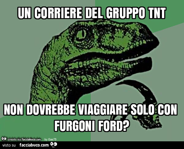 Un corriere del gruppo tnt non dovrebbe viaggiare solo con furgoni ford?