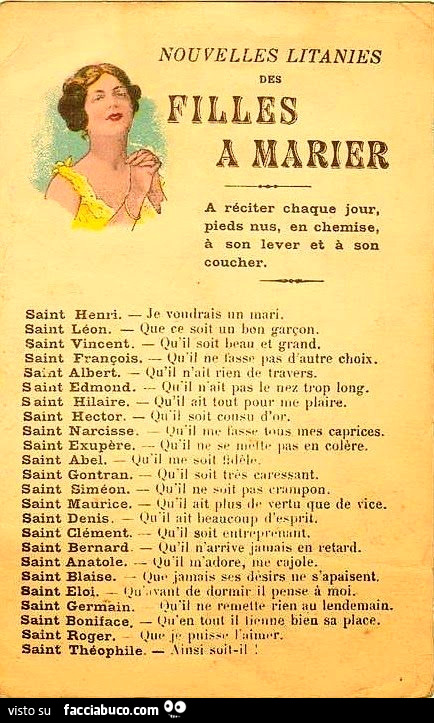 Nouvelles litanie des filles à marier