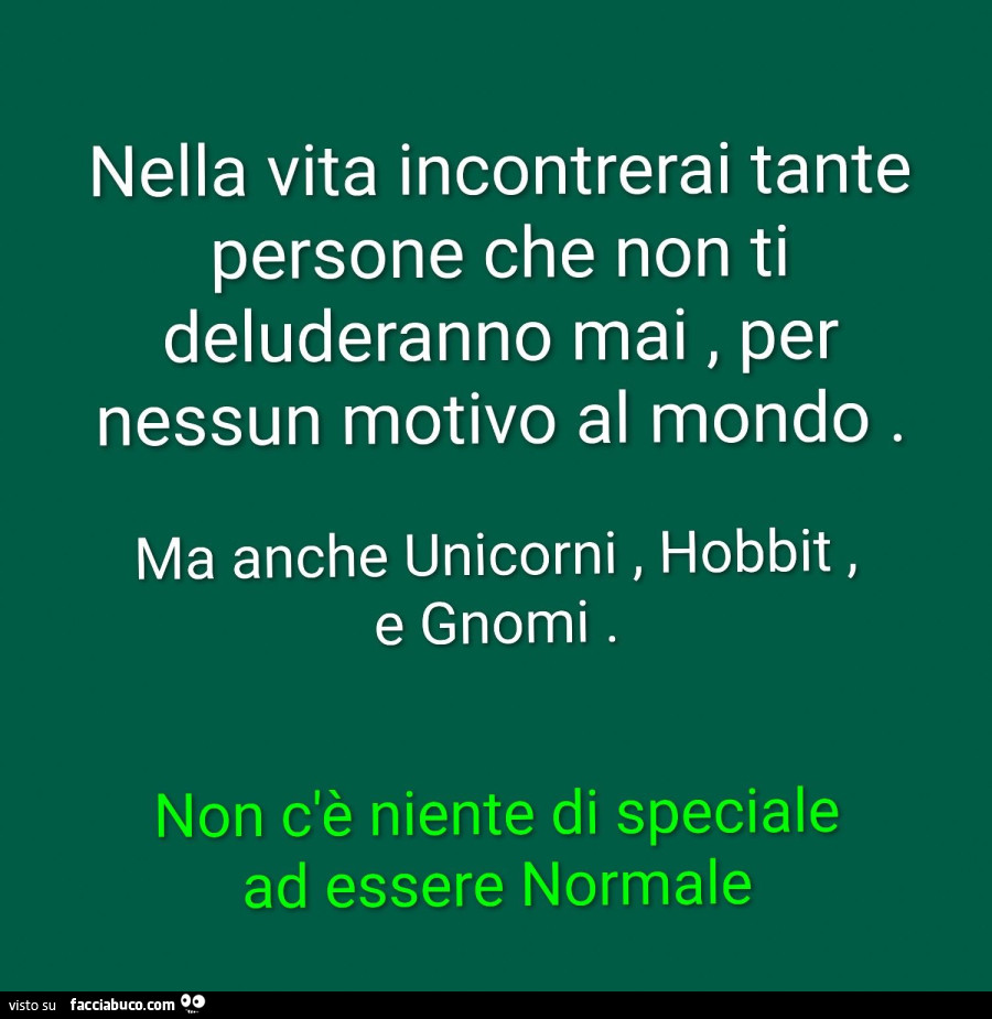 Nella vita incontrerai tante persone che non ti deluderanno mai, per nessun motivo al mondo. Ma anche unicorni, hobbit, e gnomi