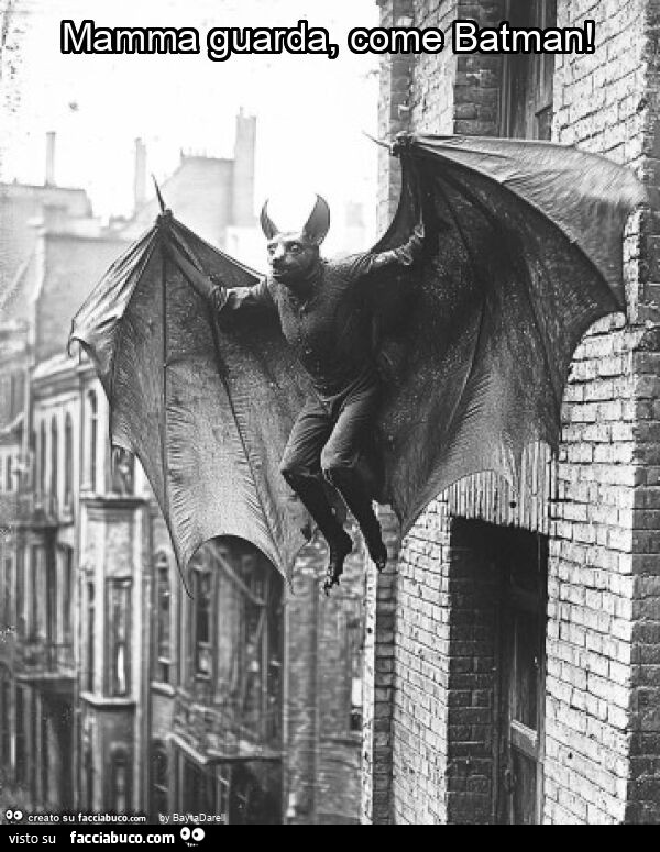 Mamma guarda, come Batman. Cabinet Card, New York, NY, considerata fotografia di trucchi del periodo Vittoriano, 1900 circa