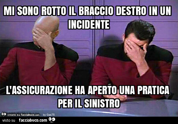 Mi sono rotto il braccio destro in un incidente l'assicurazione ha aperto una pratica per il sinistro