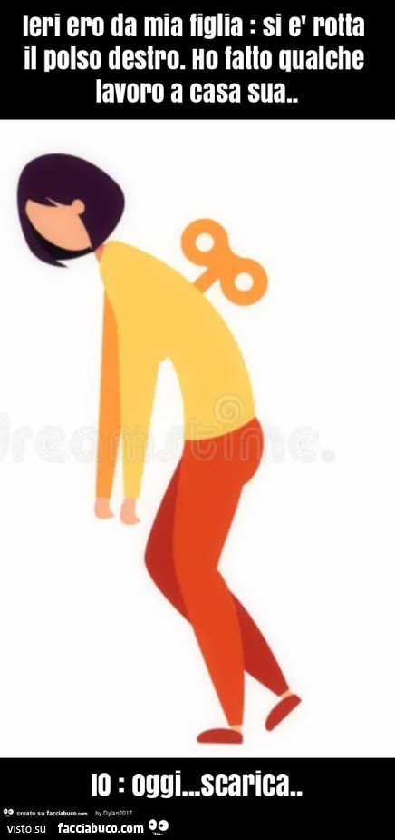 Ieri ero da mia figlia: si è rotta il polso destro. Ho fatto qualche lavoro a casa sua. Io: oggi&hellip; scarica
