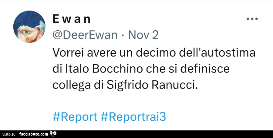 Vorrei avere un decimo dell'autostima di italo bocchino che si definisce collega di sigfrido ranucci