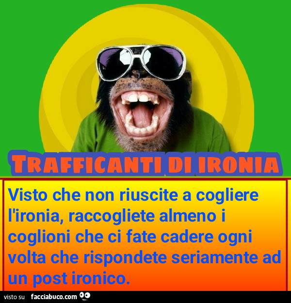 Visto che non riuscite a cogliere l'ironia raccogliete almeno i coglioni che ci fate cadere